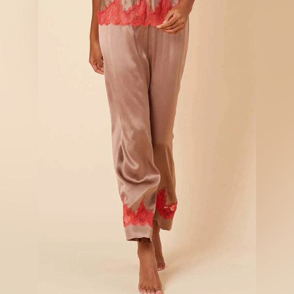 Simone Pérèle NOCTURNE SILK TROUSERS |AMARETTO Sleepwear Sz 6 (XXL) pajama pants